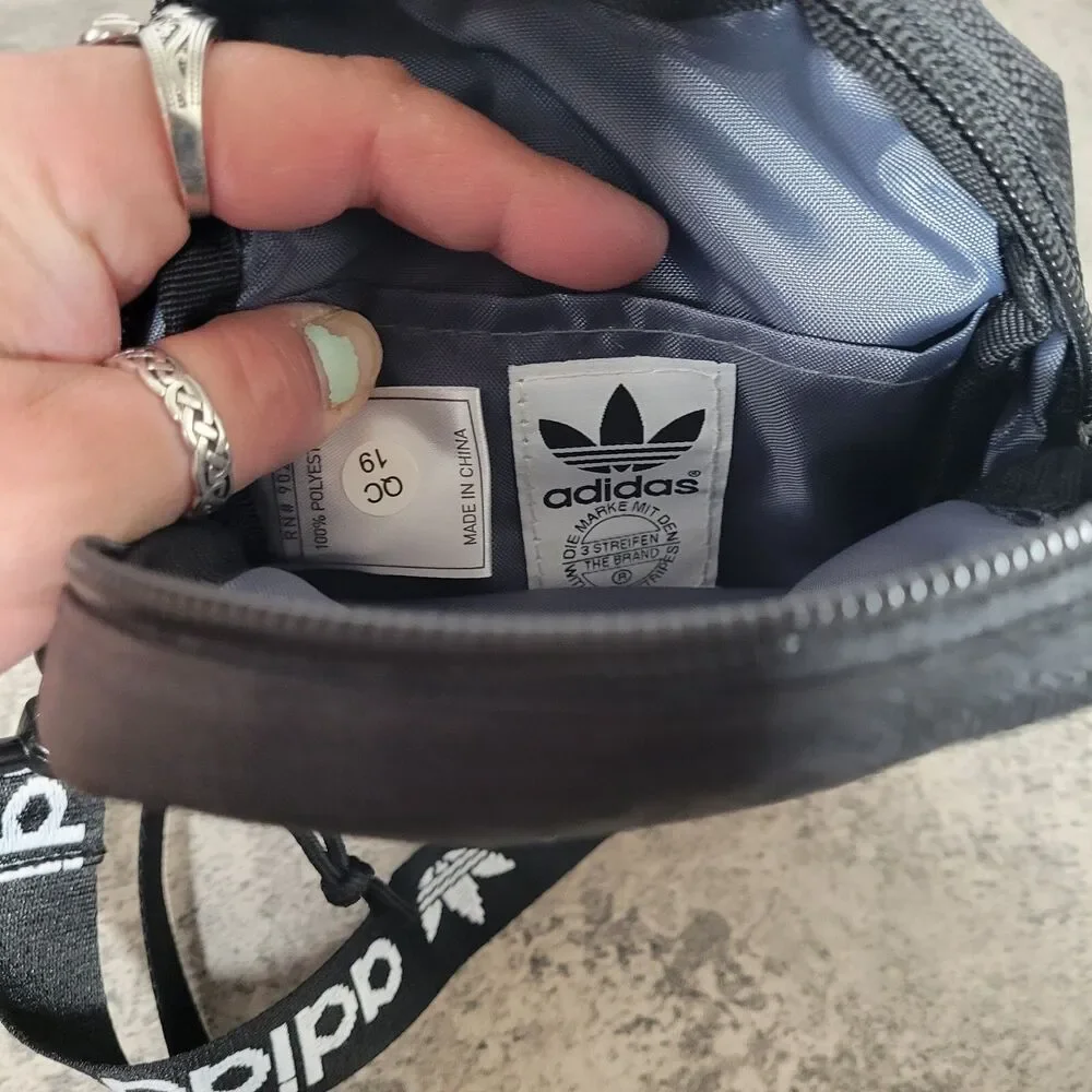 Adidas Originals Black Linear Core Festival Crossbody Bag One Size